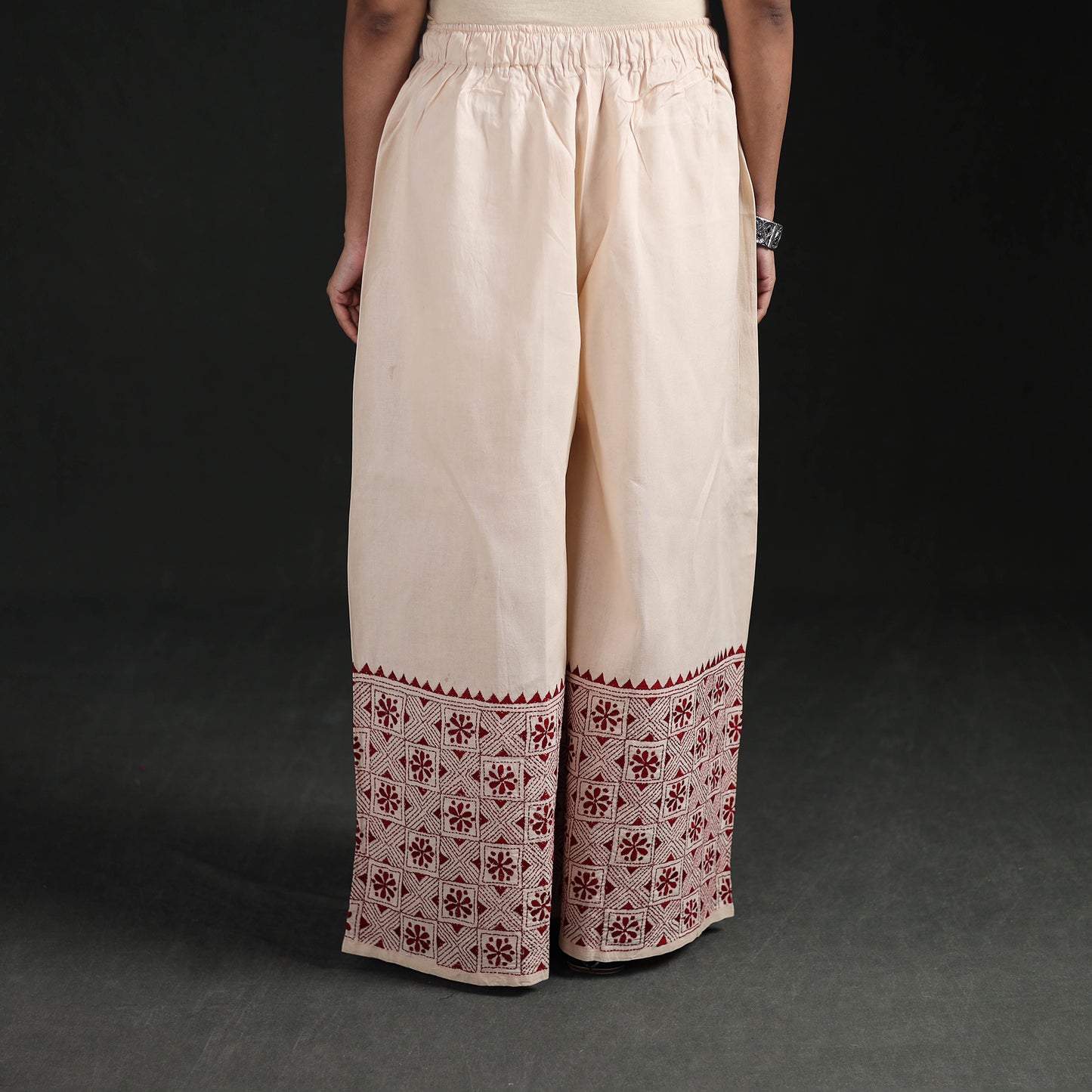 Bengal Kantha Hand Embroidered Cotton Palazzo 60