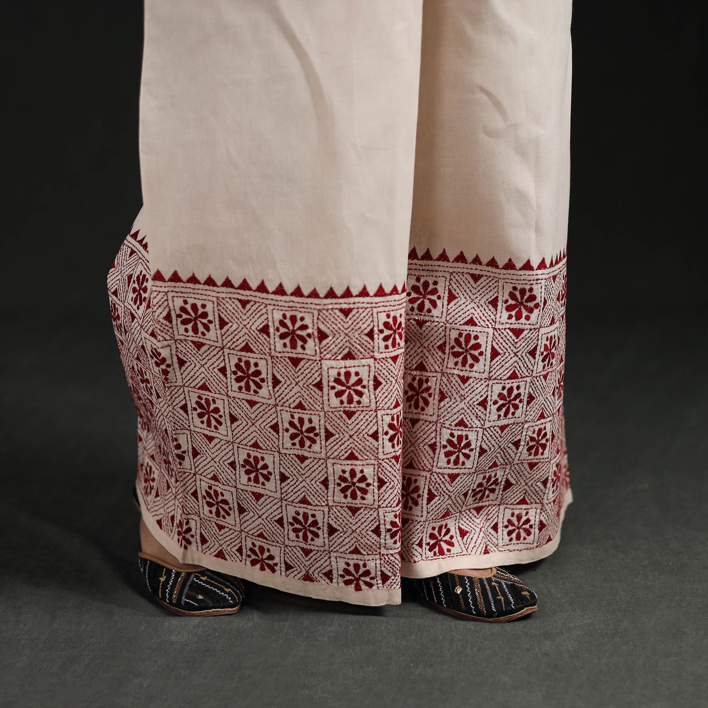 Bengal Kantha Hand Embroidered Cotton Palazzo 60