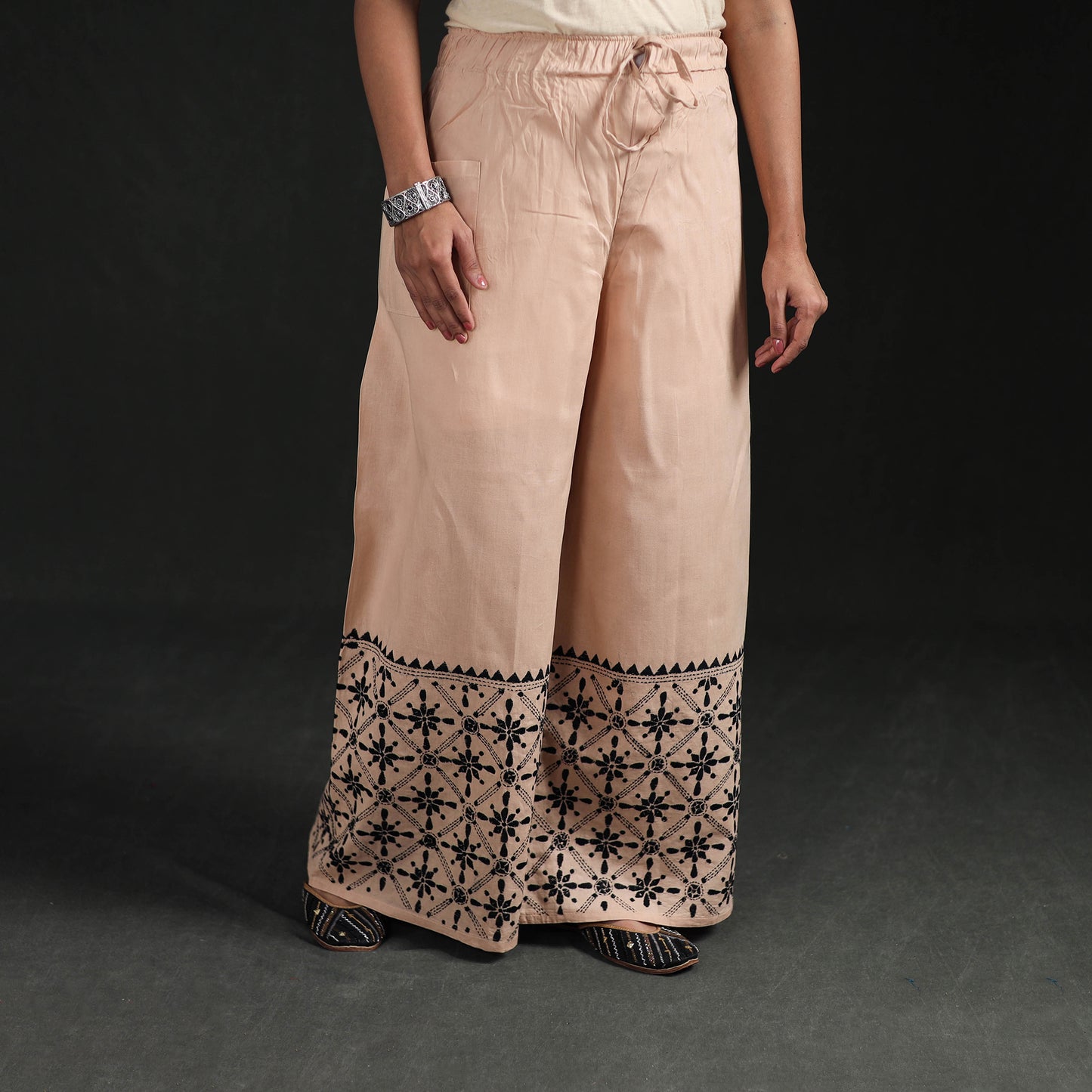 Bengal Kantha Hand Embroidered Cotton Palazzo 61