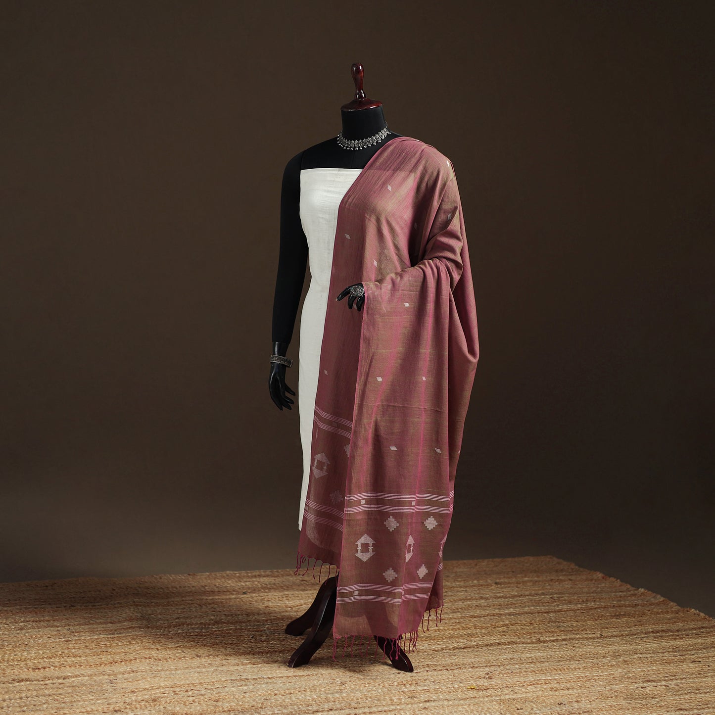 Pure Handloom Cotton Bengal Jamdani Dupatta 05