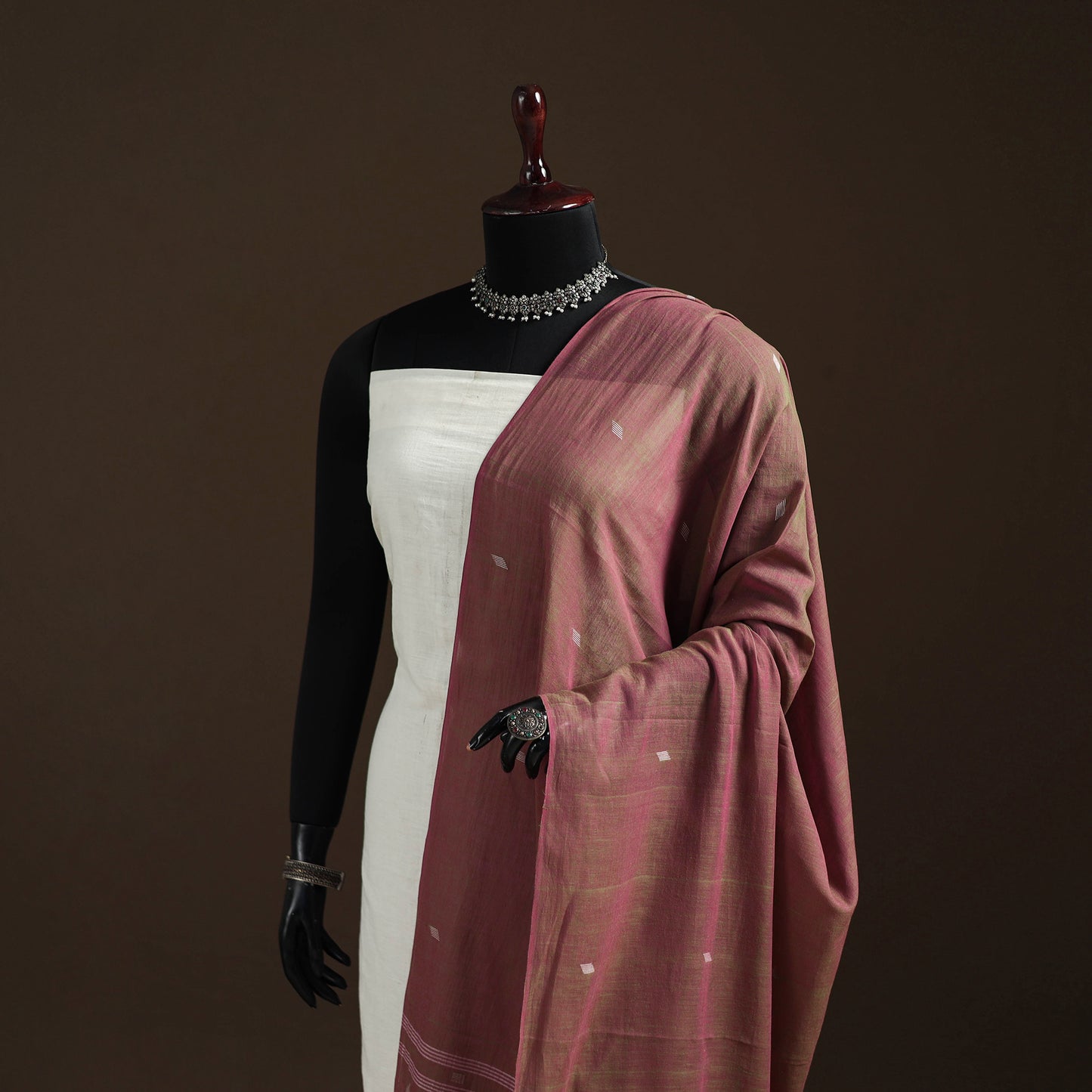 Pure Handloom Cotton Bengal Jamdani Dupatta 05