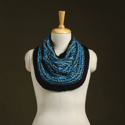 Blue - kumaun hand knitted woollen cowl 17 - handcrafted