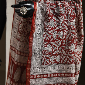 Red - Bagh Hand Block Print Natural Dyed Chanderi Silk Handloom Dupatta 10