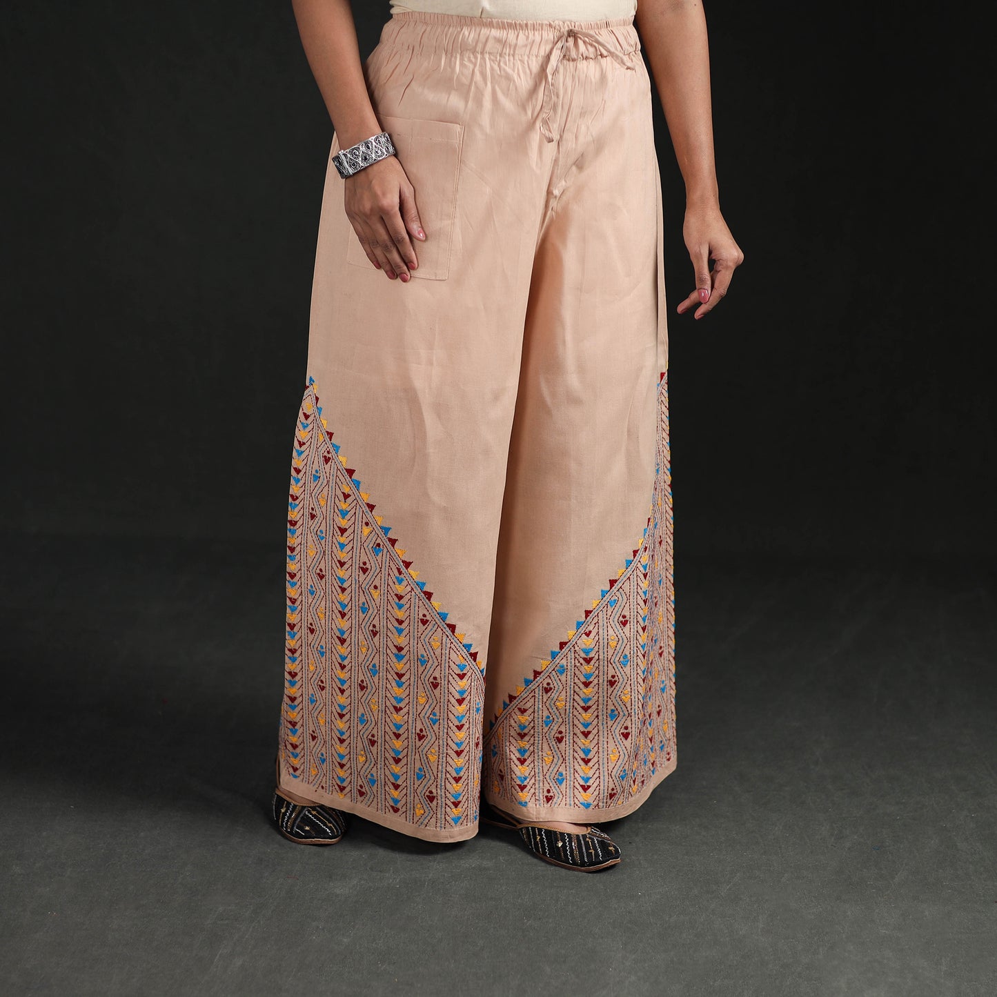 Bengal Kantha Hand Embroidered Cotton Palazzo 64