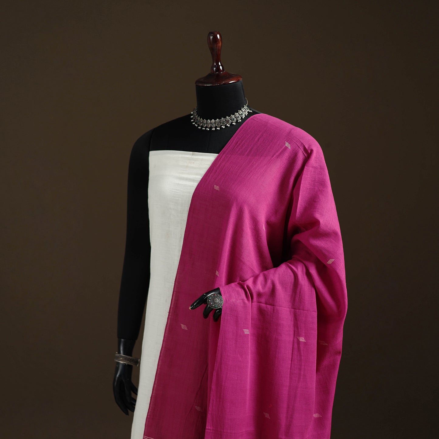 Pure Handloom Cotton Bengal Jamdani Dupatta 08