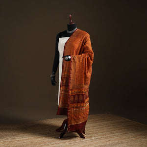 Orange - Bagh Hand Block Print Natural Dyed Chanderi Silk Handloom Dupatta 13