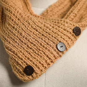 Beige - kumaun hand knitted woollen button cowl 22