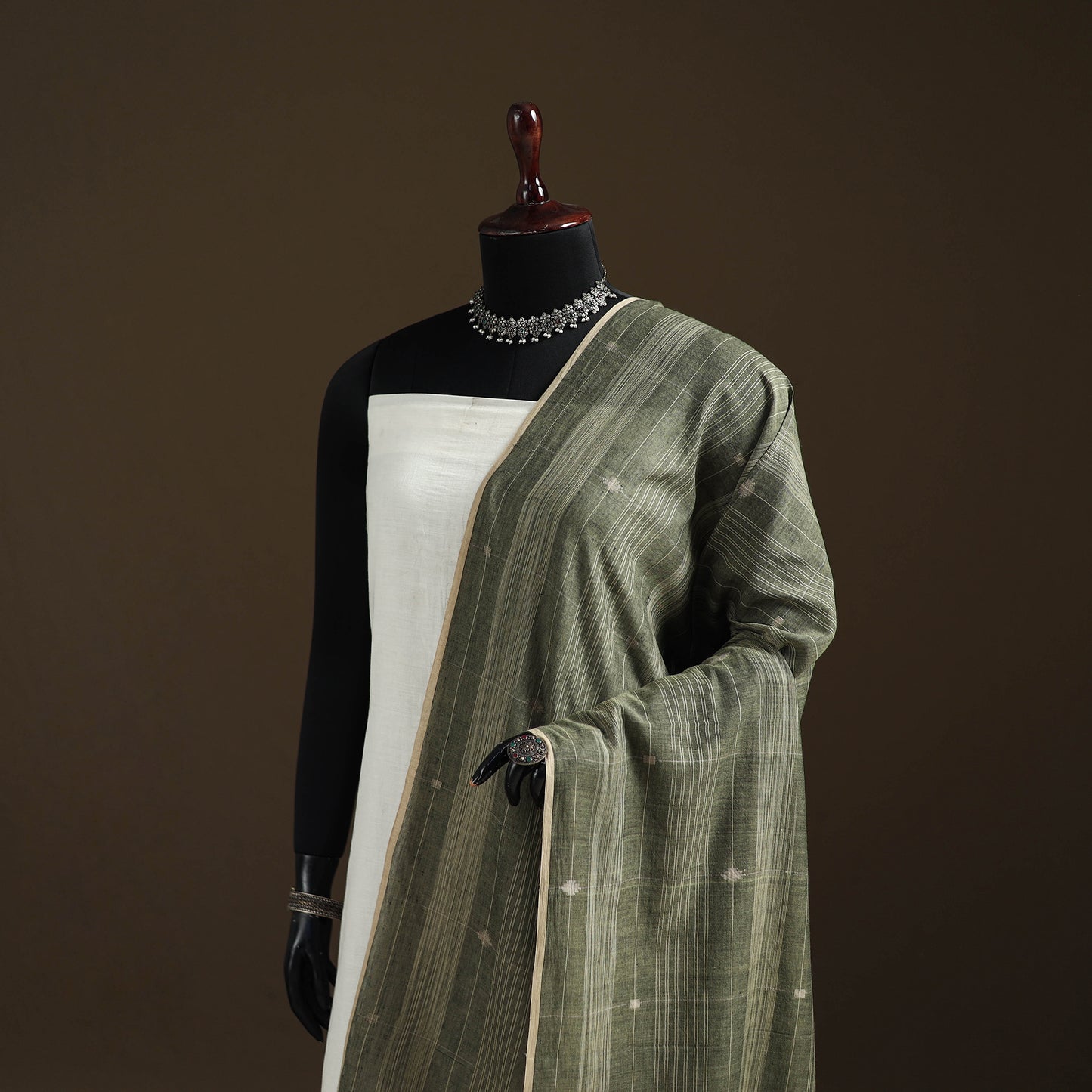 Pure Handloom Cotton Bengal Jamdani Dupatta 11