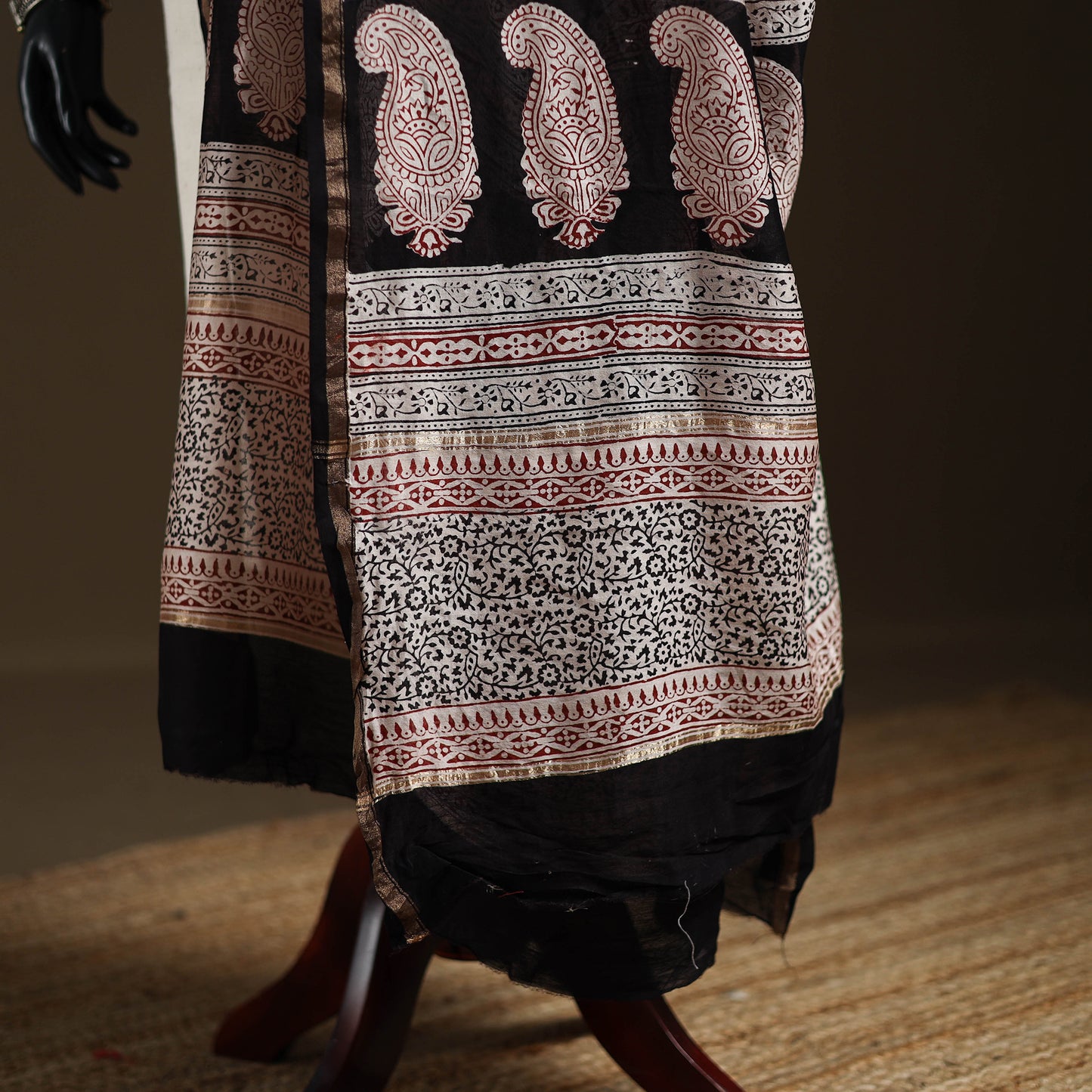 Bagh Hand Block Print Natural Dyed Chanderi Silk Handloom Dupatta 14