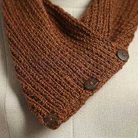 Brown - kumaun hand knitted woollen button cowl 23