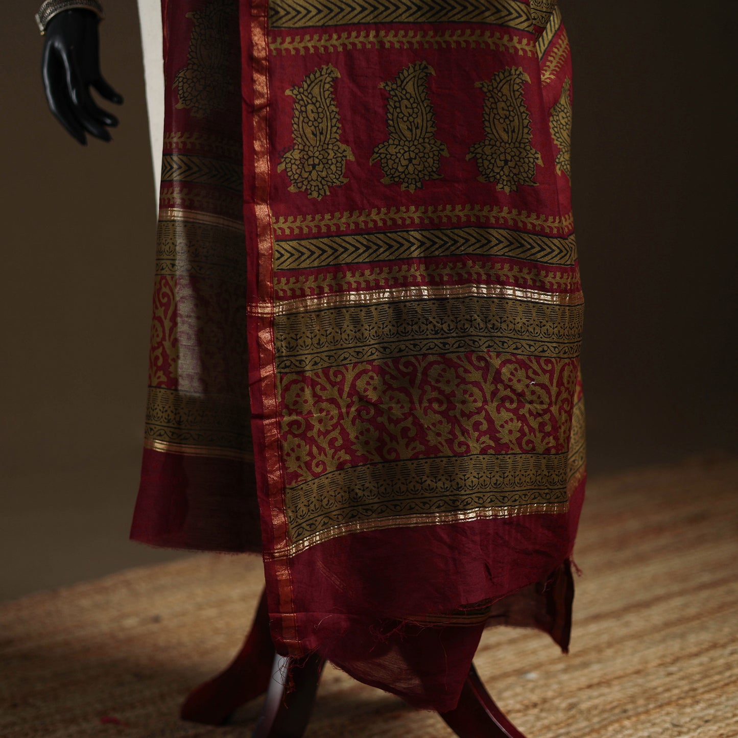 Bagh Hand Block Print Natural Dyed Chanderi Silk Handloom Dupatta 15