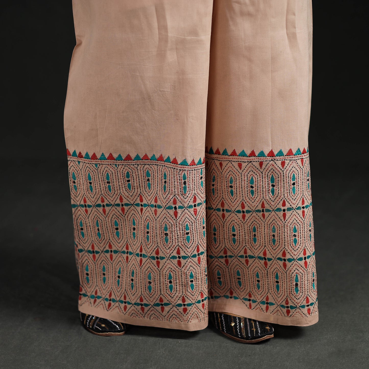 Bengal Kantha Hand Embroidered Cotton Palazzo 66