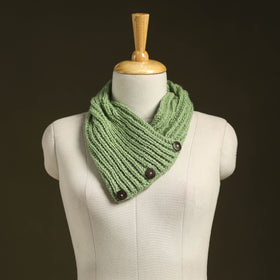 Green - kumaun hand knitted woollen button cowl 25