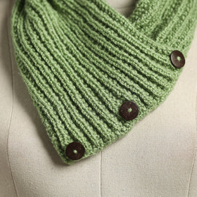 Green - kumaun hand knitted woollen button cowl 25