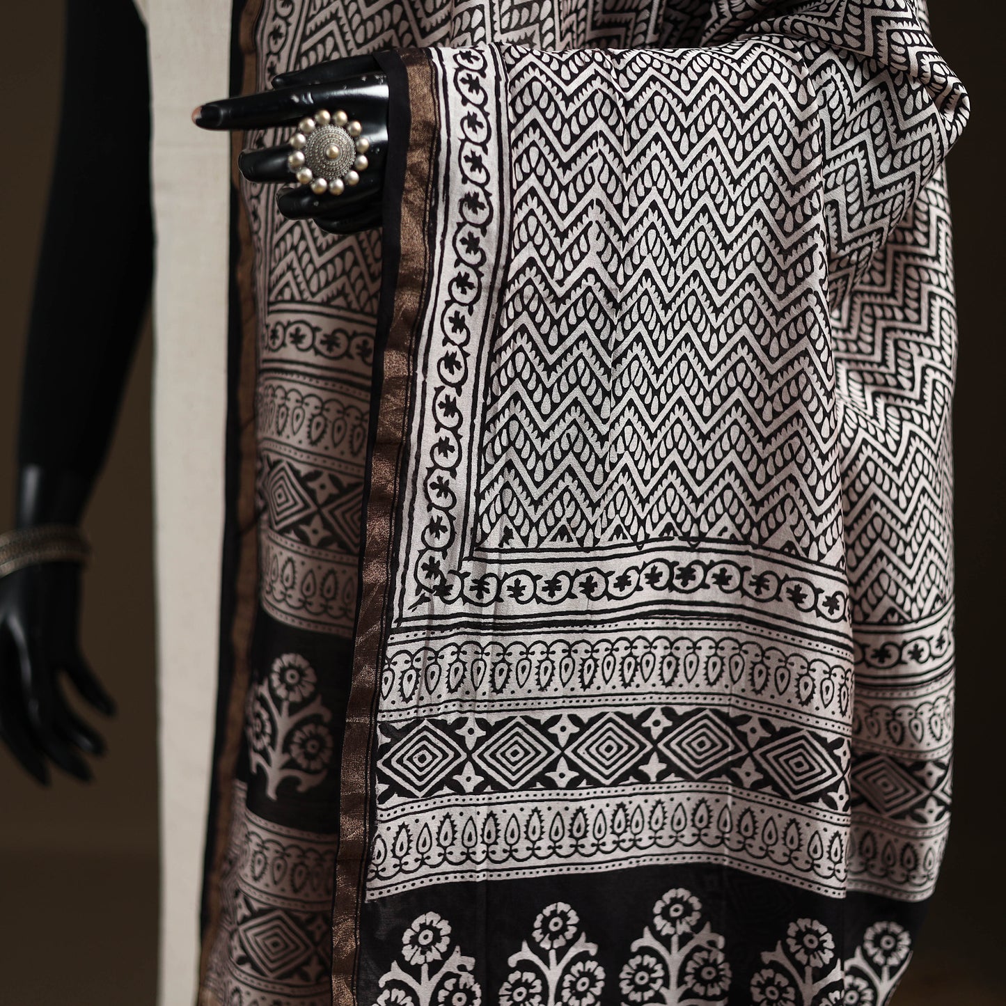 Bagh Hand Block Print Natural Dyed Chanderi Silk Handloom Dupatta 17