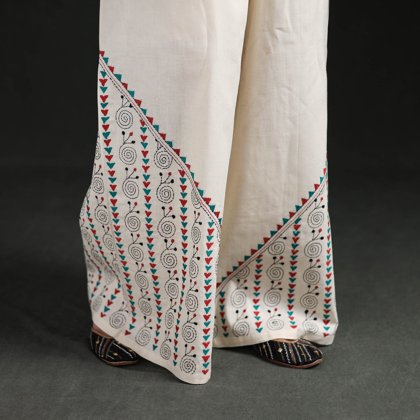 Bengal Kantha Hand Embroidered Cotton Palazzo 67