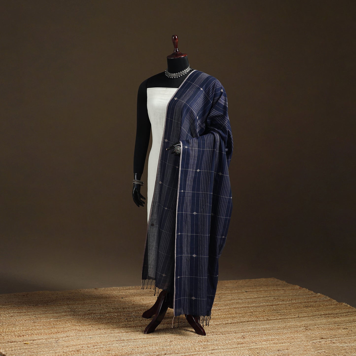 Pure Handloom Cotton Bengal Jamdani Dupatta 14
