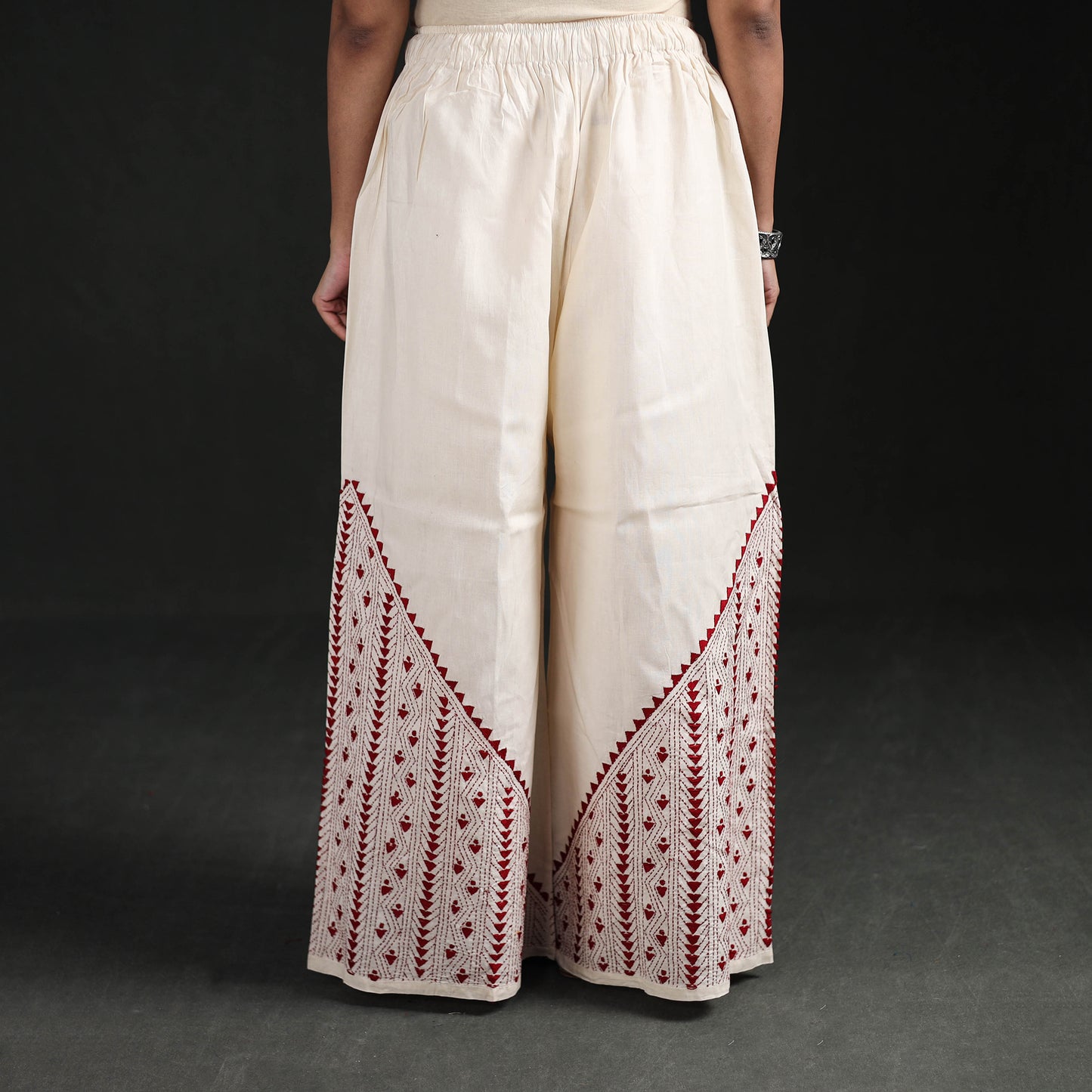 Bengal Kantha Hand Embroidered Cotton Palazzo 68