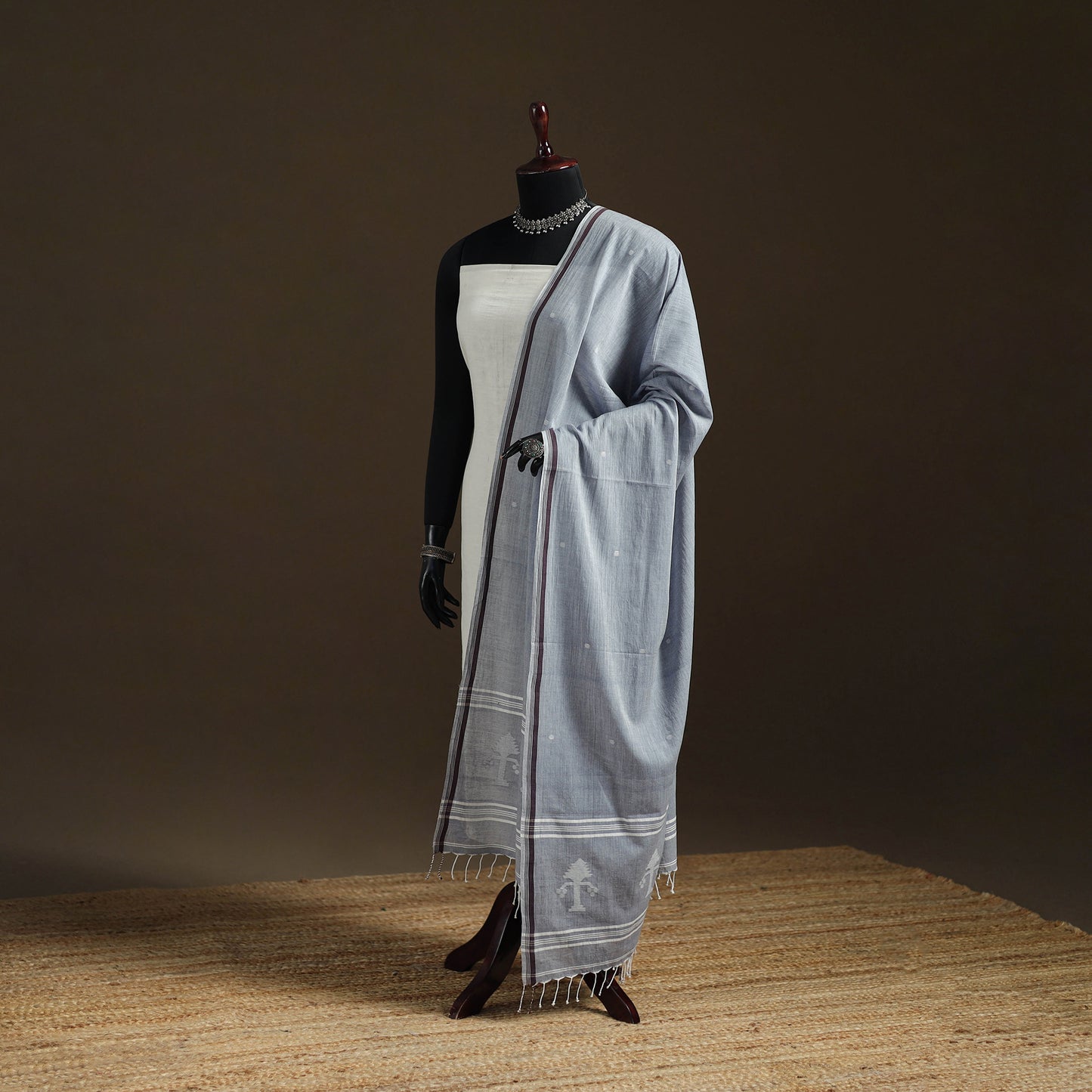 Pure Handloom Cotton Bengal Jamdani Dupatta 15