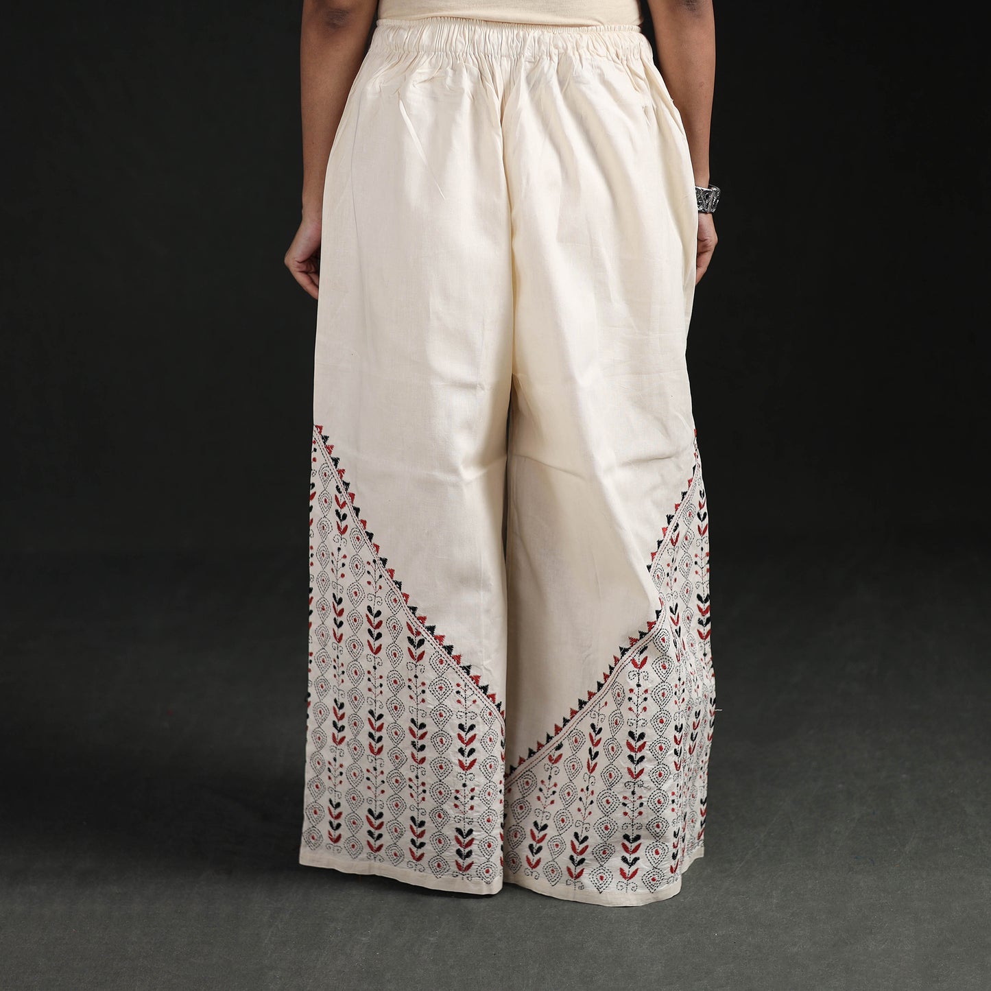 Bengal Kantha Hand Embroidered Cotton Palazzo 69