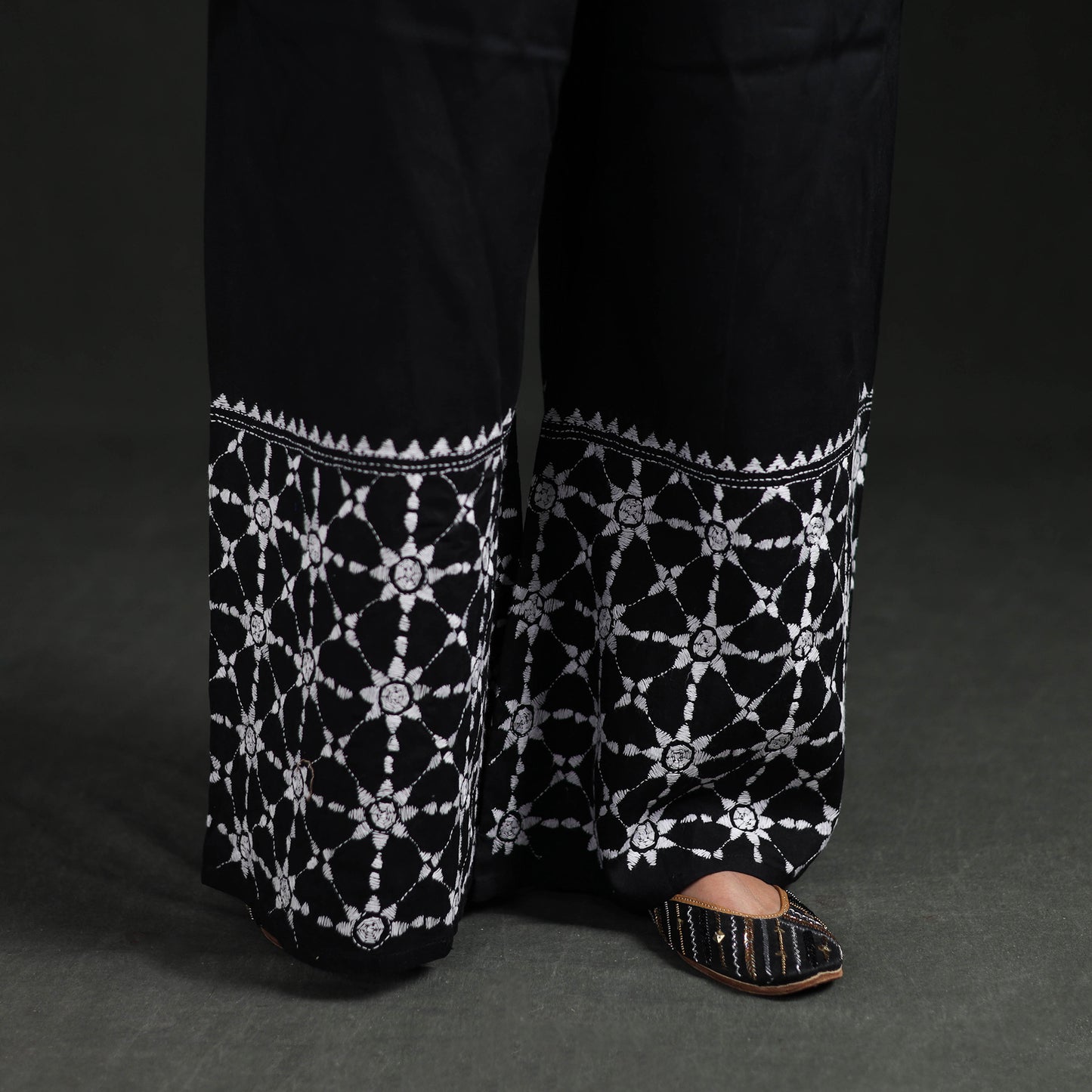 Bengal Kantha Hand Embroidered Cotton Palazzo 71