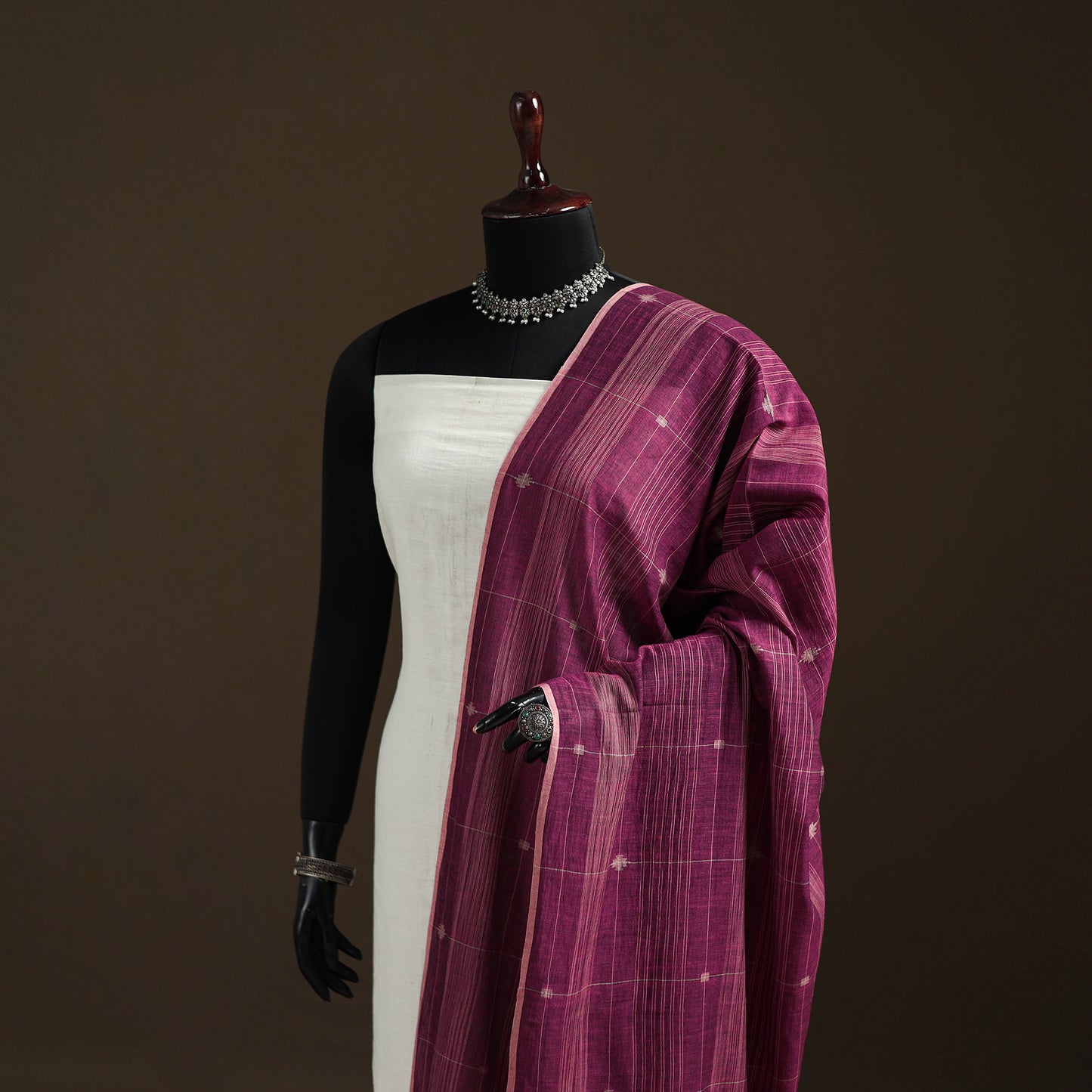 Pure Handloom Cotton Bengal Jamdani Dupatta 19