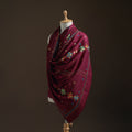 Purple - Hand Embroidered Phulkari Wool Shawl 05
