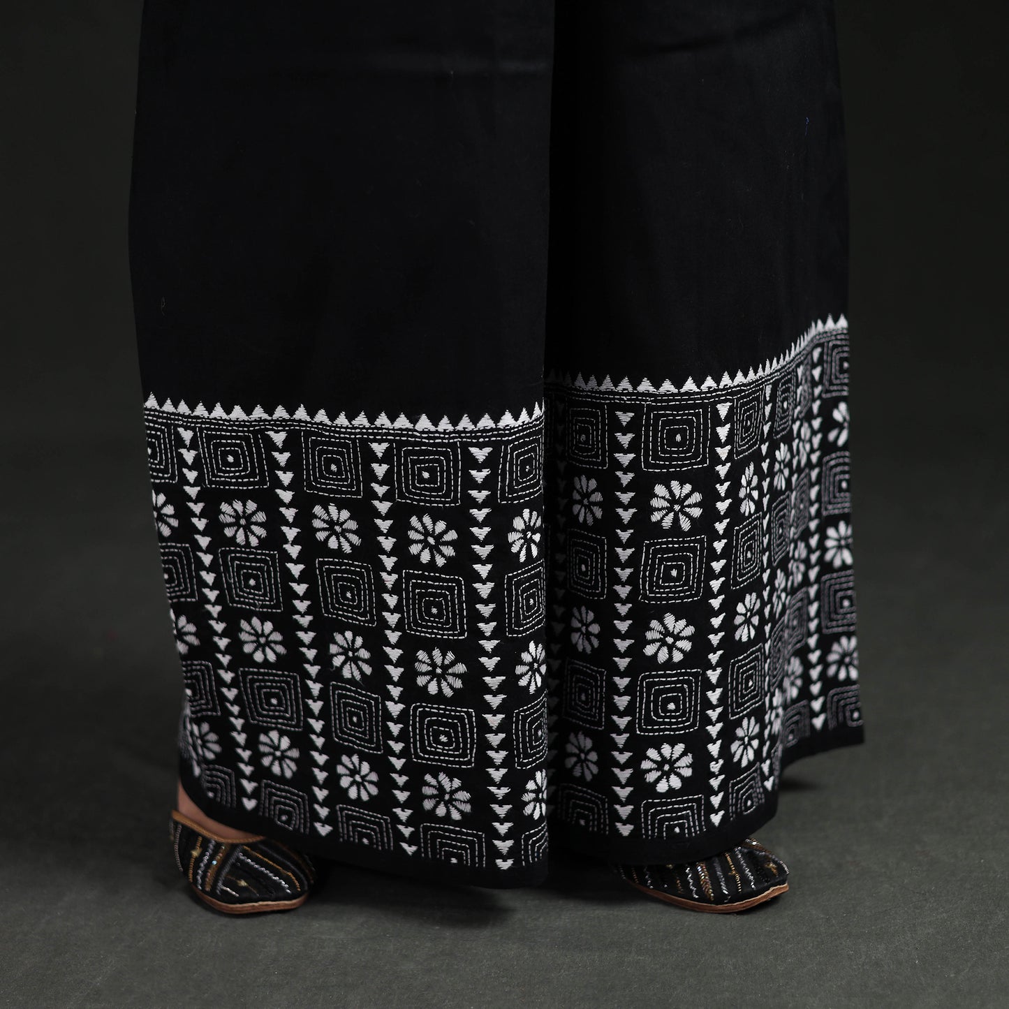Bengal Kantha Hand Embroidered Cotton Palazzo 72