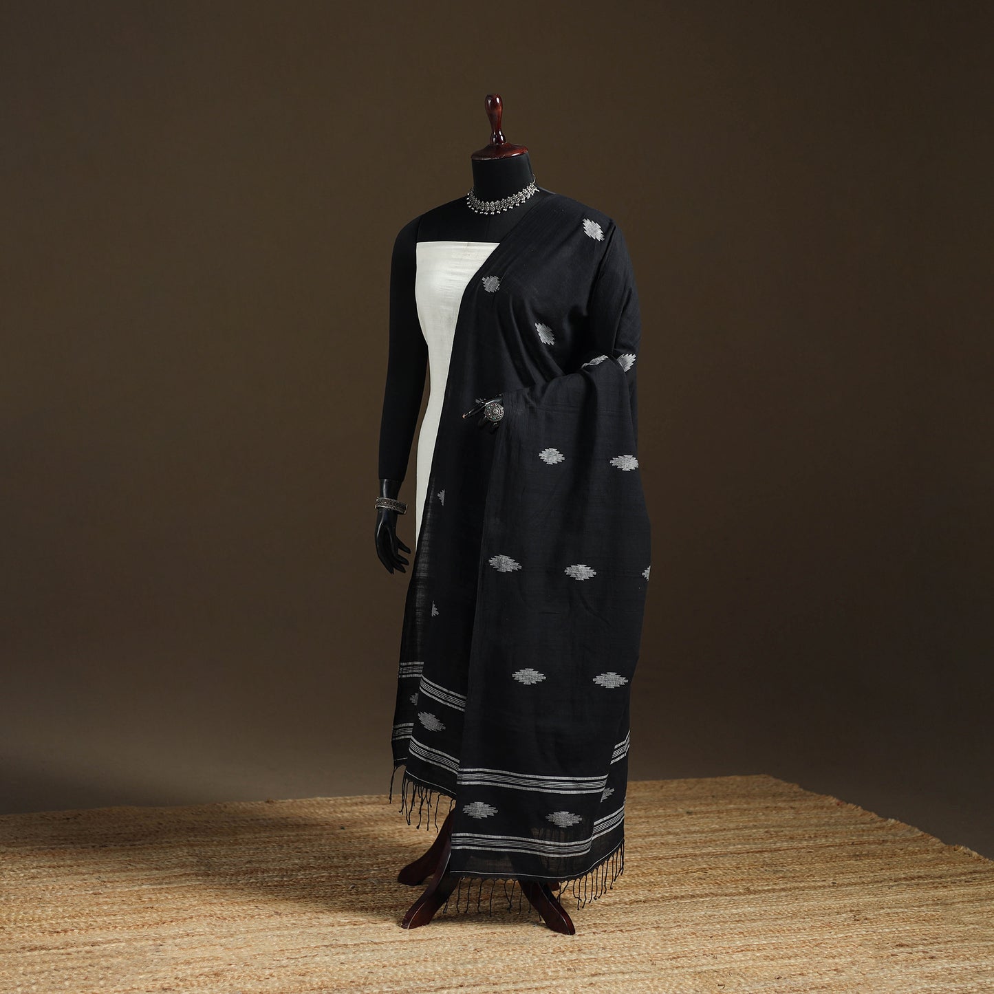 Pure Handloom Cotton Bengal Jamdani Dupatta 21