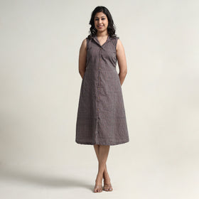 Buy Plain Handloom Cotton Collared Neck Buttoned Down Dress Online l iTokri.com