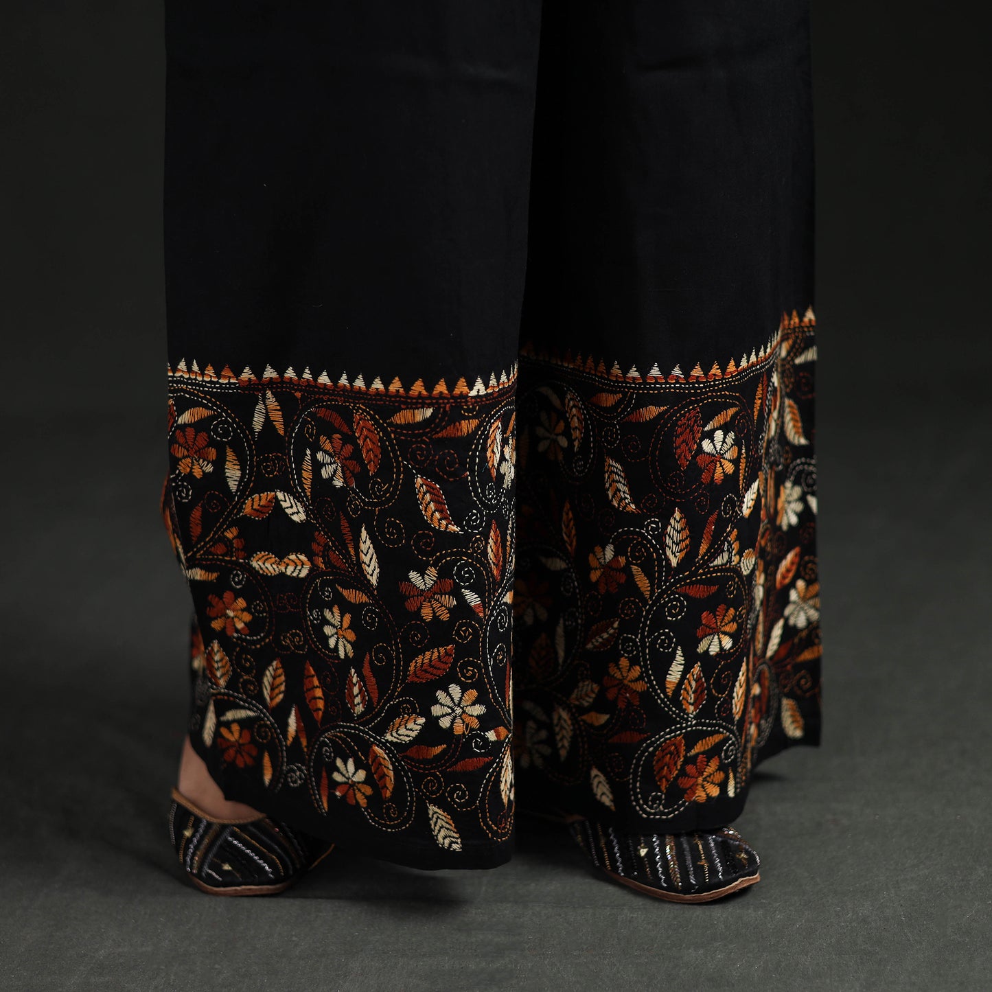 Bengal Kantha Hand Embroidered Cotton Palazzo 73