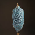 Blue - Hand Embroidered Phulkari Wool Shawl 07