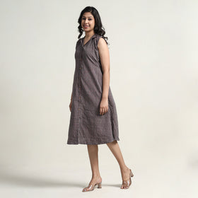 Buy Plain Handloom Cotton Collared Neck Buttoned Down Dress Online l iTokri.com
