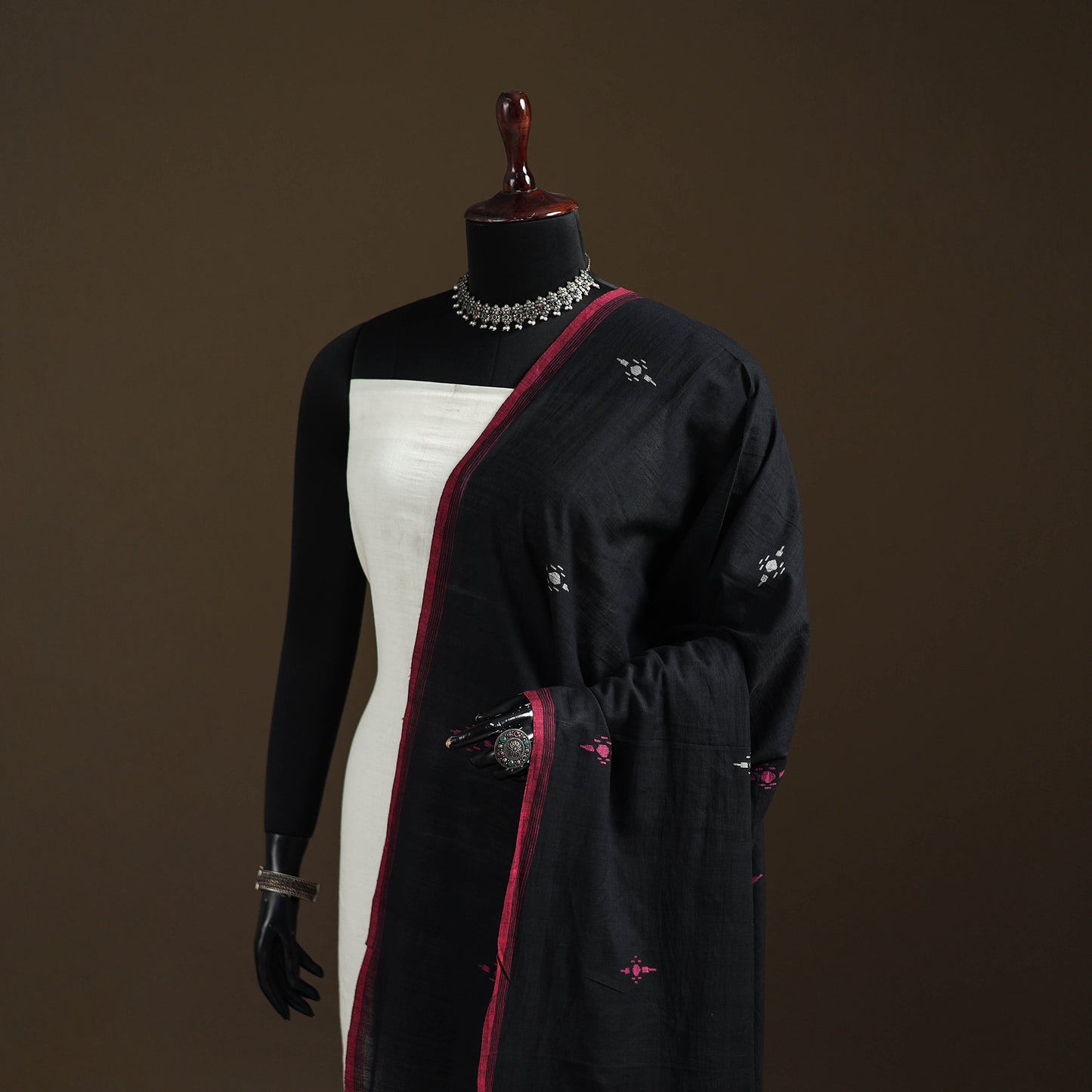 Pure Handloom Cotton Bengal Jamdani Dupatta 22