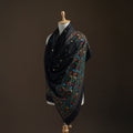 Black - Hand Embroidered Phulkari Wool Shawl 08