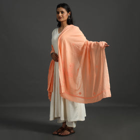 Orange - lucknow chikankari hand embroidery cotton dupatta