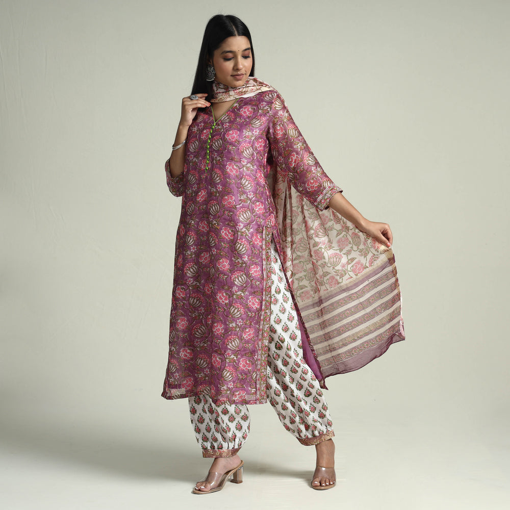 Sanganeri Kurta with Palazzo & Dupatta Set
