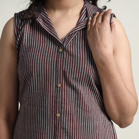 Buy Plain Handloom Cotton Collared Neck Buttoned Down Dress Online l iTokri.com