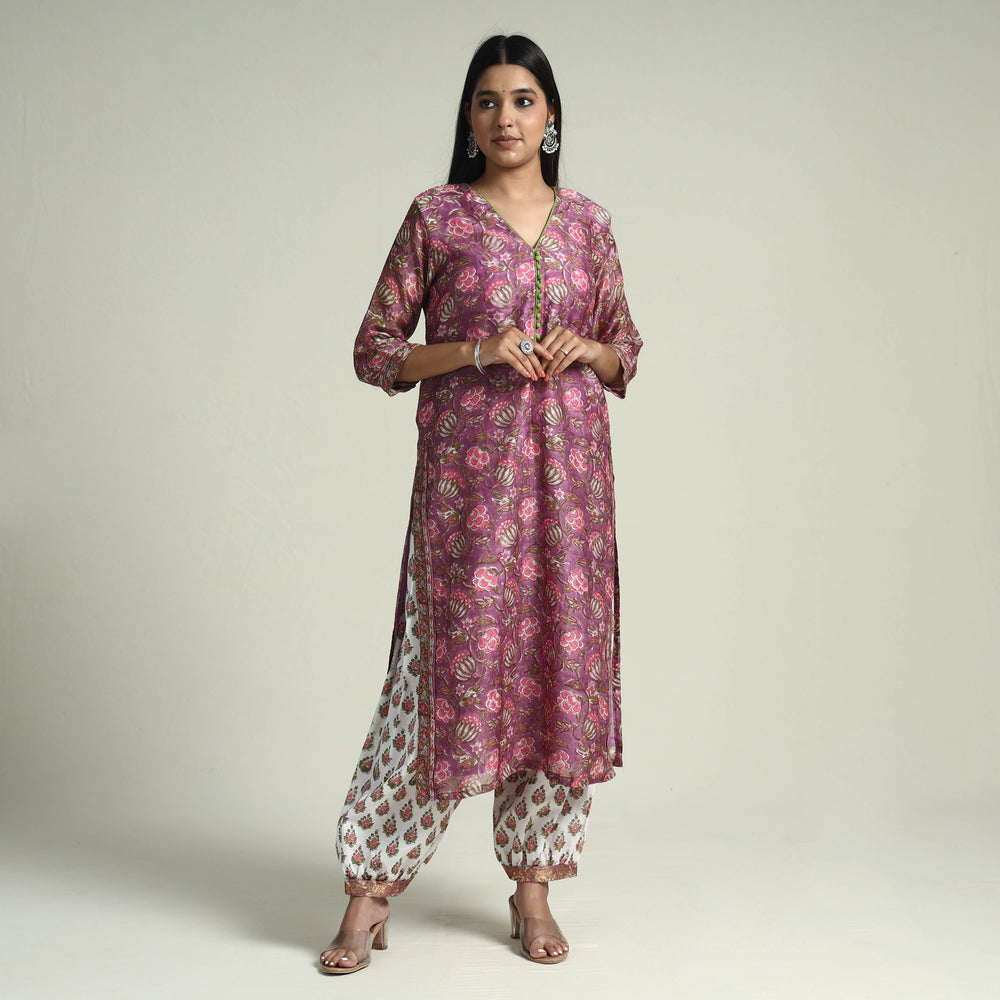 Sanganeri Kurta with Palazzo & Dupatta Set
