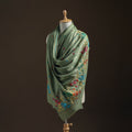 Green - Hand Embroidered Phulkari Wool Shawl 09