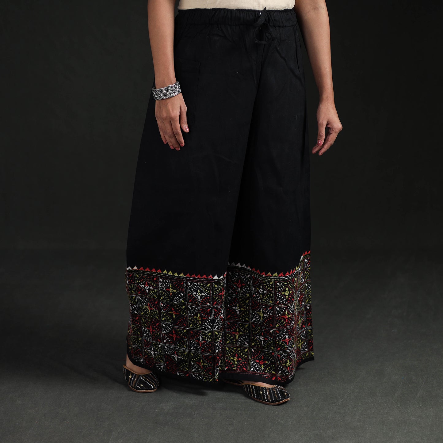 Bengal Kantha Hand Embroidered Cotton Palazzo 76