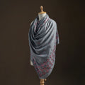 Grey - Hand Embroidered Phulkari Wool Shawl 12