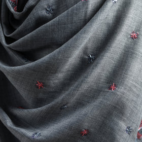 Grey - Hand Embroidered Phulkari Wool Shawl 12