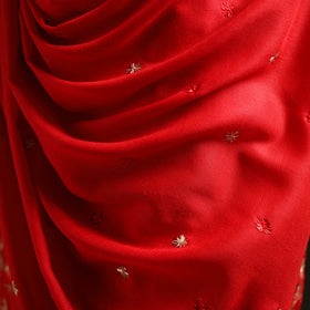 Red - Hand Embroidered Phulkari Wool Shawl 13