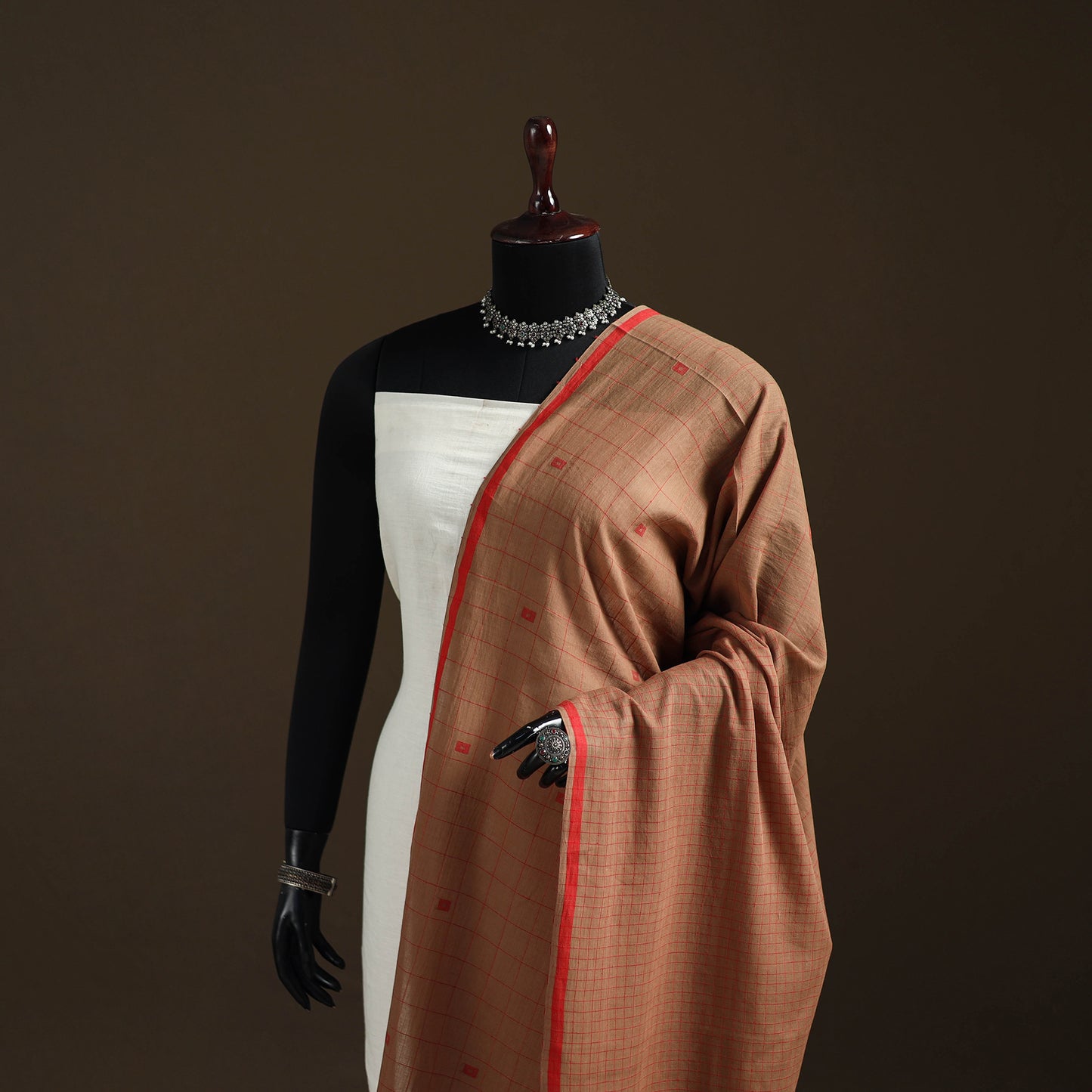Pure Handloom Cotton Bengal Jamdani Dupatta 28