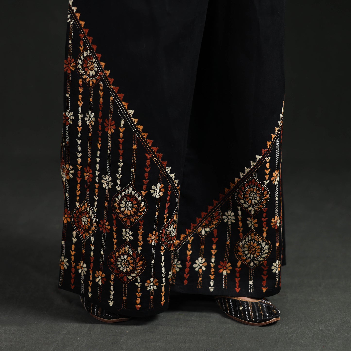 Bengal Kantha Hand Embroidered Cotton Palazzo 79