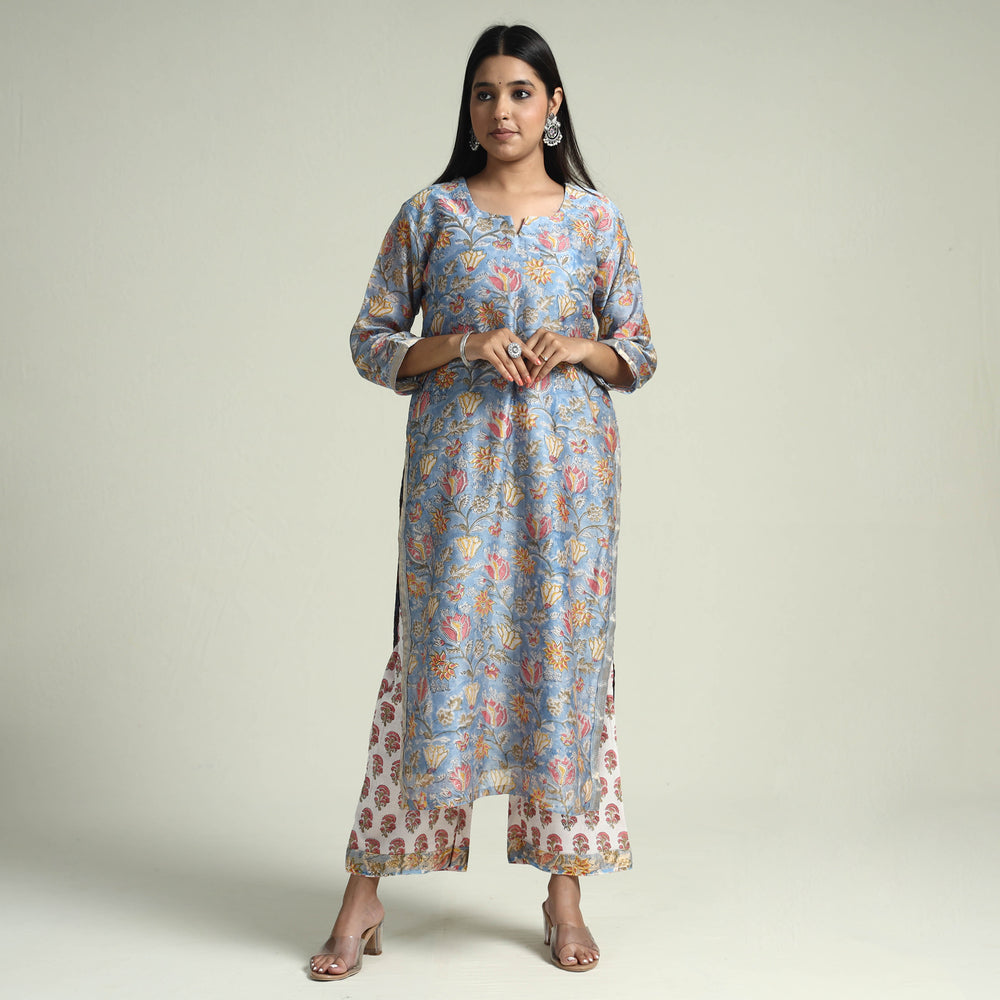 Sanganeri Kurta with Palazzo & Dupatta Set
