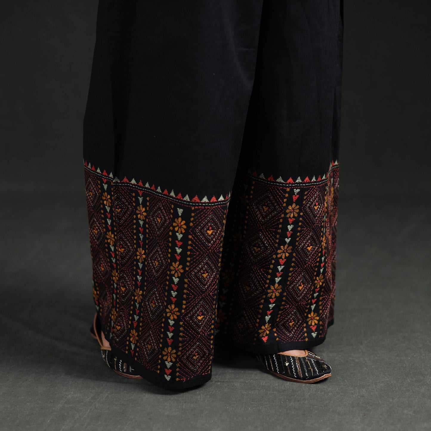 Bengal Kantha Hand Embroidered Cotton Palazzo 80