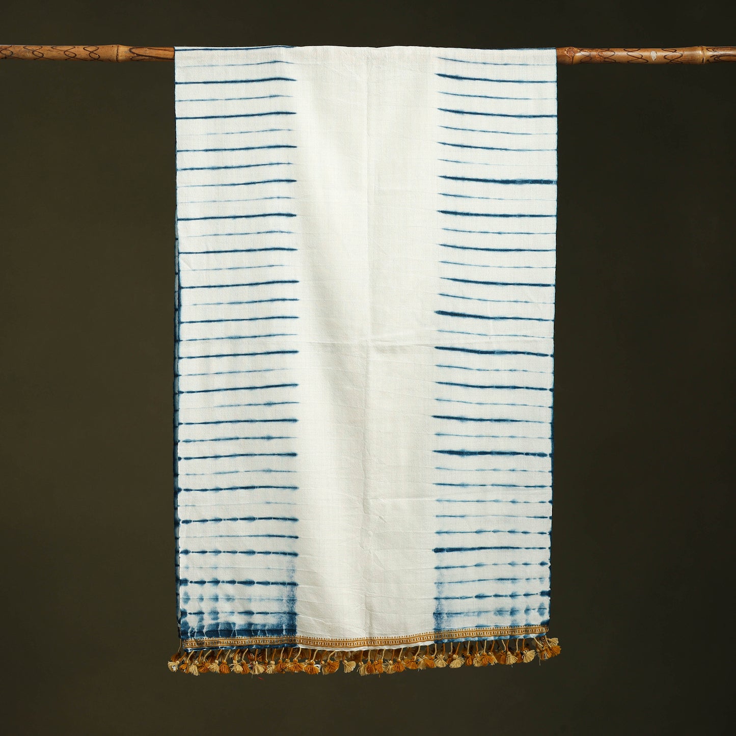 White - handwoven merino wool tie-dye shibori stole 12