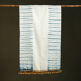 White - handwoven merino wool tie-dye shibori stole 12